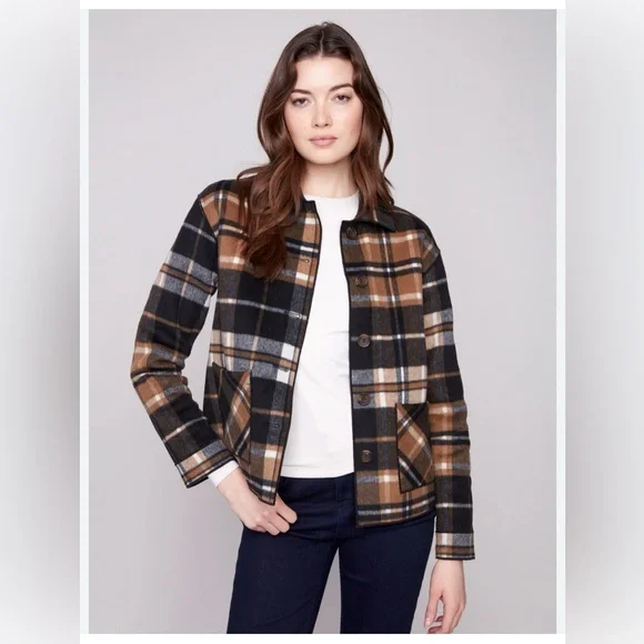 🎁New Oversized Plaid Jacket with Corduroy Collar🎁 - Picture 14 of 15